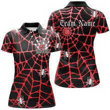 Load image into Gallery viewer, Black And Red Spider Net Custom Halloween Ladies Bowling Shirts, Halloween Bowlers Outfits IPHW7408