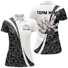 Load image into Gallery viewer, Black And White Custom Retro Bowling Shirts For Women, Classic Vintage Bowling Team Shirt IPHW7412