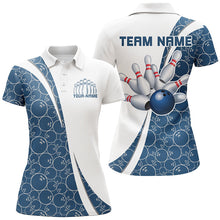 Load image into Gallery viewer, Black And Navy Blue Custom Retro Ladies Bowling Shirts, Classic Vintage Bowling Team Shirt IPHW7413