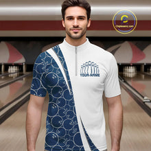 Load image into Gallery viewer, Black And Navy Blue Custom Retro Bowling Shirts For Men, Classic Vintage Bowling Team Shirt IPHW7413