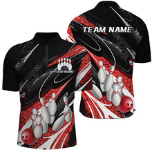 Load image into Gallery viewer, Black And Red Custom Bowling Shirts For Men, Bowling Tournament Bowling League Shirt For Team IPHW7700