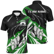 Load image into Gallery viewer, Black And Green Custom Bowling Shirts For Men, Bowling Tournament Bowling League Shirt For Team IPHW7701