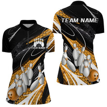 Load image into Gallery viewer, Black And Yellow Custom Ladies Bowling Shirts, Bowling Tournament Bowling League Shirt IPHW7702