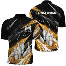 Load image into Gallery viewer, Black And Yellow Custom Bowling Shirts For Men, Bowling Tournament Bowling League Shirt For Team IPHW7702