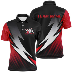 Black And Red Custom Bowling Jerseys, Bowling Team Shirts For Men Bowling Tournament Outfits IPHW7706