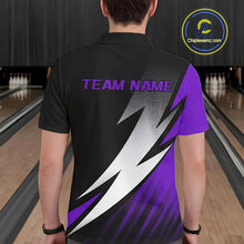 Load image into Gallery viewer, Black And Purple Custom Bowling Jerseys, Bowling Team Shirts For Men Bowling Tournament Outfits IPHW7707