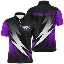 Load image into Gallery viewer, Black And Purple Custom Bowling Jerseys, Bowling Team Shirts For Men Bowling Tournament Outfits IPHW7707