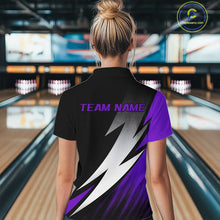 Load image into Gallery viewer, Black And Purple Custom Bowling Jerseys, Bowling Team Shirts For Women Bowling Outfits IPHW7707