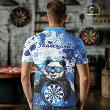 Load image into Gallery viewer, Custom Blue Splatter Funny Panda Dart Polo Shirt For Men, Funny Dart Team Jerseys IPHW10002