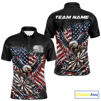 Custom Patriotic American Flag Eagle Dart Men Polo Shirt, US Dart Team Shirt IPHW12531