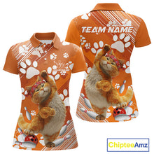 Load image into Gallery viewer, Custom Funny Orange Cat Bowling Women Polo Shirt, Cute Team Cat Paw Bowling Shirt IPHW10101
