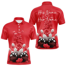 Load image into Gallery viewer, Custom Valentine Day Bowling Red Polo Shirts For Men, Romance Bowling Couple Outfits IPHW8352