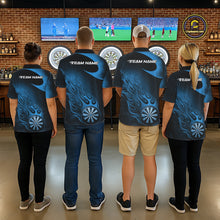 Load image into Gallery viewer, Custom Black And Blue Flame Dartboard Darts Team Shirts, Dart Tournament Outfits Dart Jerseys For Players IPHW10411