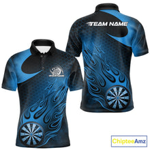 Load image into Gallery viewer, Custom Black And Blue Flame Dartboard Darts Team Shirts, Dart Tournament Outfits Dart Jerseys For Players IPHW10411