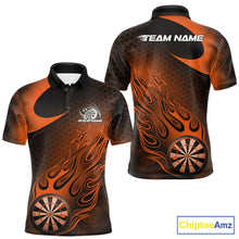 Load image into Gallery viewer, Custom Black And Orange Flame Dartboard Darts Team Shirts, Dart Tournament Outfits Dart Jerseys For Players IPHW10412