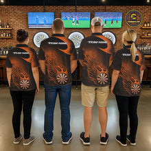 Load image into Gallery viewer, Custom Black And Orange Flame Dartboard Darts Team Shirts, Dart Tournament Outfits Dart Jerseys For Players IPHW10412