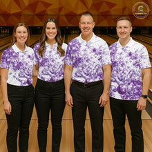 Load image into Gallery viewer, Custom Sparkling Purple Ice Cystal Bowling Shirts For Men, Women And Kid, Team Tournament Outfits Multi Styles IPHW10421