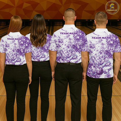 Custom Sparkling Purple Ice Cystal Bowling Shirts For Men, Women And Kid, Team Tournament Outfits Multi Styles IPHW10421