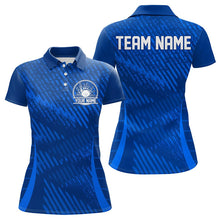 Load image into Gallery viewer, Custom Blue Bowling Team Polo Shirts For Women, Bowling Tournament Bowling League Shirt IPHW8536