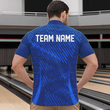 Load image into Gallery viewer, Custom Blue Bowling Team Quarter-Zip Shirts For Men, Bowling Tournament Bowling League Shirt IPHW8536
