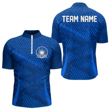 Load image into Gallery viewer, Custom Blue Bowling Team Quarter-Zip Shirts For Men, Bowling Tournament Bowling League Shirt IPHW8536