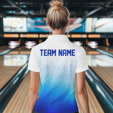 Load image into Gallery viewer, Custom Blue Bowling Team Polo Shirts For Women, Bowling Tournament Bowling League Shirt IPHW8537