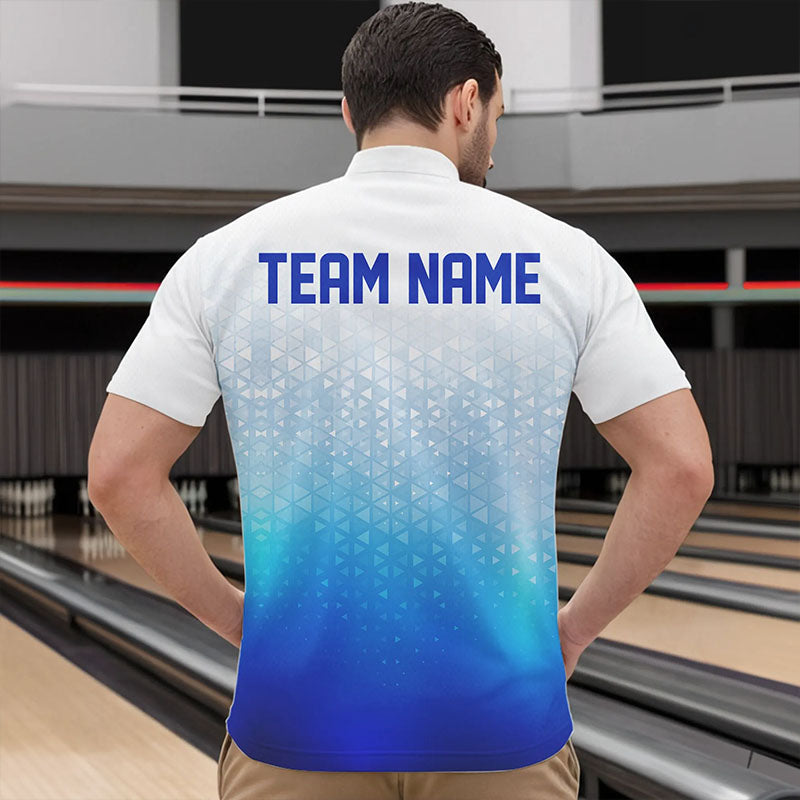 Custom Blue Bowling Team Quarter-Zip Shirts For Men, Bowling Tournament Bowling League Shirt IPHW8537