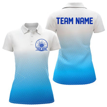 Load image into Gallery viewer, Custom Blue Bowling Team Polo Shirts For Women, Bowling Tournament Bowling League Shirt IPHW8538