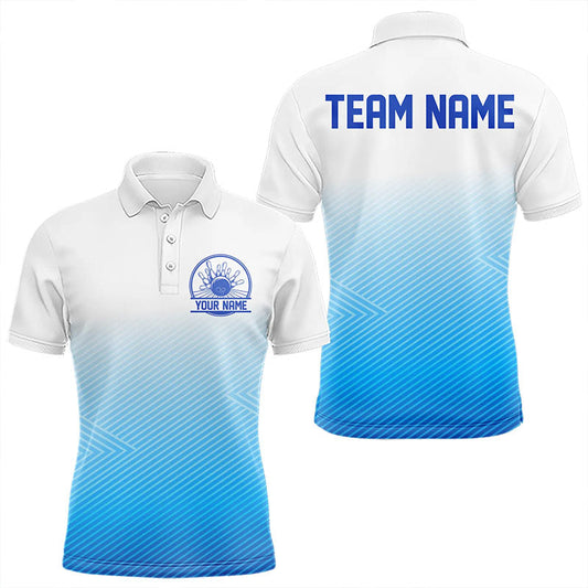 Custom Blue Bowling Team Polo Shirts For Men, Bowling Tournament Bowling League Shirt IPHW8538