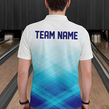 Load image into Gallery viewer, Custom Blue Bowling Team Polo Shirts For Men, Bowling Tournament Bowling League Shirt IPHW8539