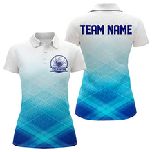 Load image into Gallery viewer, Custom Blue Bowling Team Polo Shirts For Women, Bowling Tournament Bowling League Shirt IPHW8539