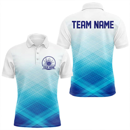 Custom Blue Bowling Team Polo Shirts For Men, Bowling Tournament Bowling League Shirt IPHW8539