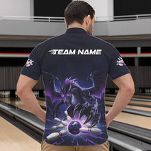 Load image into Gallery viewer, Custom Black And Purple Dragon Bowling Team Quarter-Zip Shirts For Men, Dragon Bowling League Shirt IPHW8548