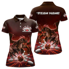 Load image into Gallery viewer, Custom Black And Red Dragon Bowling Team Polo Shirts For Women, Dragon Bowling League Shirt IPHW8549