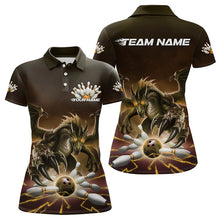 Load image into Gallery viewer, Custom Black And Yellow Dragon Bowling Team Womens Polo Shirts, Dragon Bowling League Shirt IPHW8551