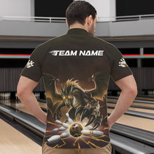 Load image into Gallery viewer, Custom Black And Yellow Dragon Bowling Team Quarter-Zip Shirts For Men, Dragon Bowling League Shirt IPHW8551