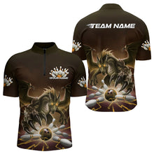 Load image into Gallery viewer, Custom Black And Yellow Dragon Bowling Team Quarter-Zip Shirts For Men, Dragon Bowling League Shirt IPHW8551