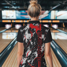Load image into Gallery viewer, Custom Gray And Red Strike Bowling Polo Shirts For Women, Bowling League Team Uniform IPHW8861