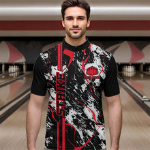 Load image into Gallery viewer, Custom Gray And Red Strike Bowling Quarter-Zip Shirts For Men, Bowling League Team Uniform IPHW8861