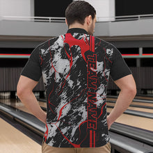 Load image into Gallery viewer, Custom Gray And Red Strike Bowling Quarter-Zip Shirts For Men, Bowling League Team Uniform IPHW8861