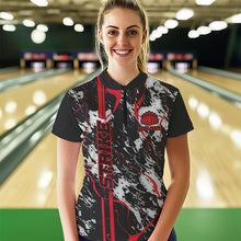 Load image into Gallery viewer, Custom Gray And Red Strike Bowling Women Quarter-Zip Shirts, Bowling League Team Uniform IPHW8861