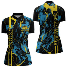 Load image into Gallery viewer, Custom Blue And Yellow Strike Bowling Women Quarter-Zip Shirts, Bowling League Team Uniform IPHW8863