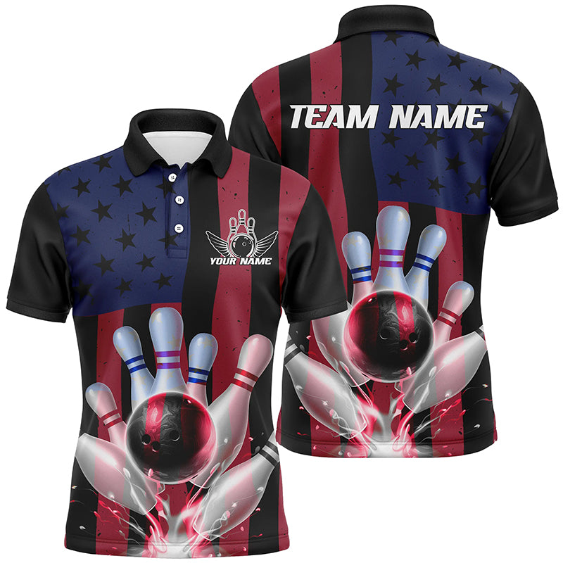 American Flag Custom Bowling Shirts For Men And Women, Patriotic Bowling Tournament For Bowling Team IPHW6600