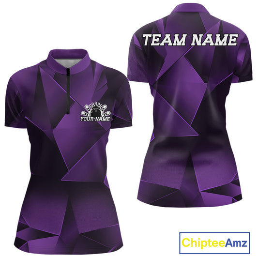 Purple sports jersey with geometric design, front and back views, customizable text, and Chiptee Amz branding.