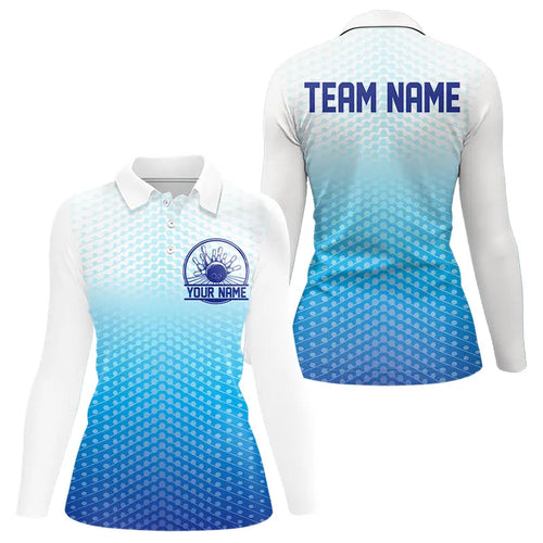 Custom Bowling Jerseys Long Sleeve Polo Shirts For Women, Bowling Team Shirts IPHW4970