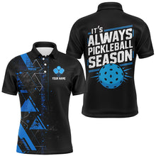 Load image into Gallery viewer, It'S Always Pickleball Season Custom Mens Pickleball Polo Shirts, Pickleball Team Uniforms | Blue IPHW6912