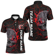 Load image into Gallery viewer, Custom Red Flame Skull Bowling Shirts For Men, Halloween Bowling Team Outfits IPHW7097