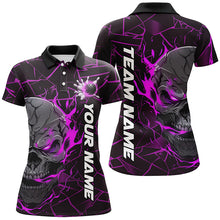 Load image into Gallery viewer, Custom Purple Flame Skull Bowling Shirts For Women, Halloween Bowling Team Outfits IPHW7099