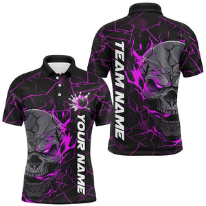 Custom Purple Flame Skull Bowling Shirts For Men, Halloween Bowling Team Outfits IPHW7099