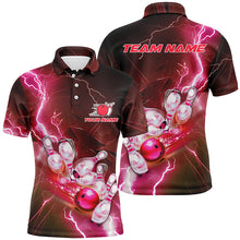 Load image into Gallery viewer, Lightning Strike Custom Red Bowling Polo Shirts, Bowling Team Jerseys For Men IPHW5221